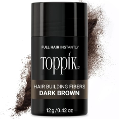 Toppik Hair Building Fibres (Dark Brown), Keratin-Based Hair Thickening Powder.